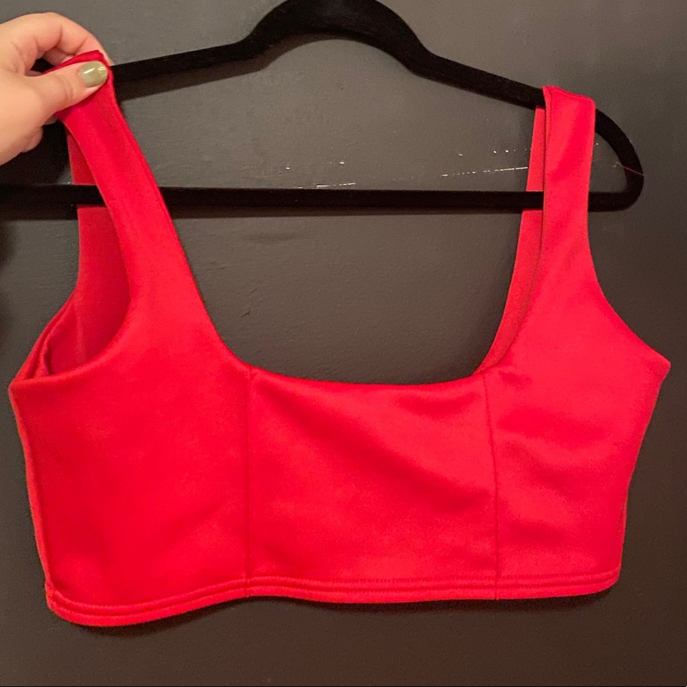 Red structured super cropped top